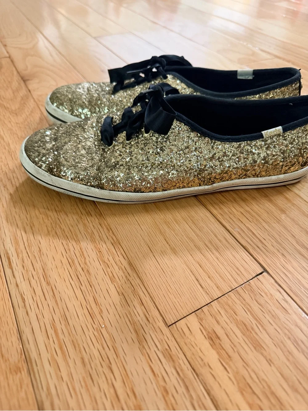 Women’s Kate Spade Gold Glitter Lace-Up Sneakers (Size 9.5)